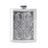 Карманная фляга English Pewter CEL152 с гравюрой в кельтском стиле. Вид спереди.
