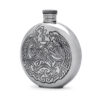 Круглая фляга English Pewter SF248 с кельтской гравюрой. Вид сбоку.